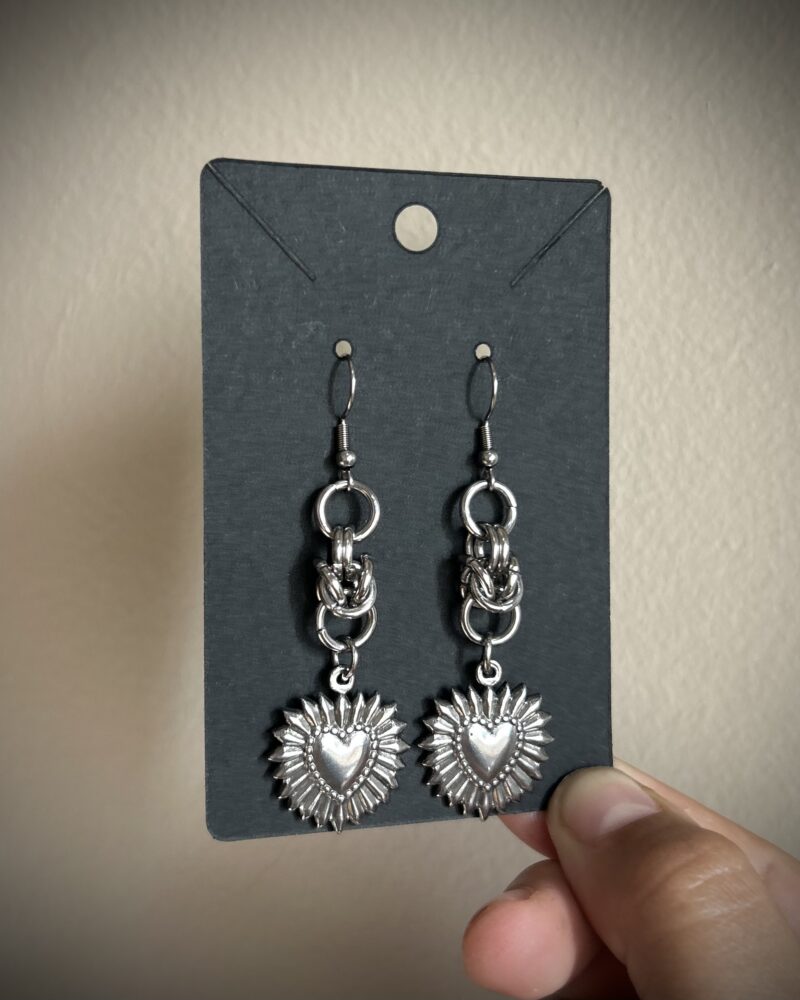Chainmail heart earrings