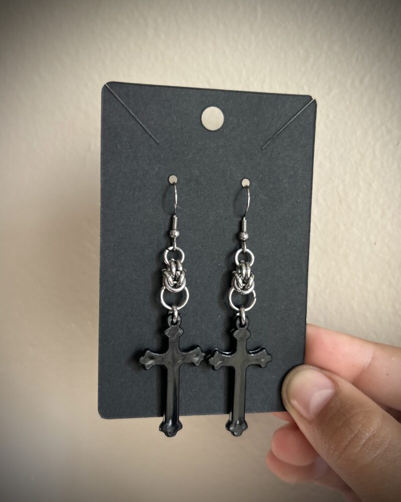 Gothic cross earrings