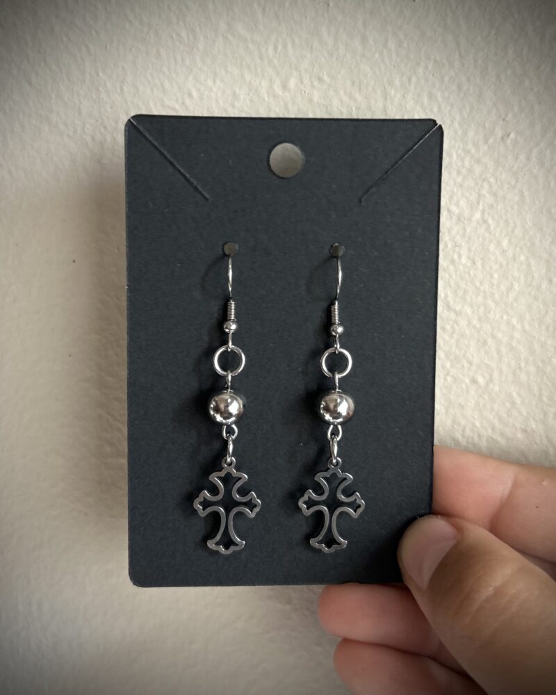 Fully stainless cross earrings